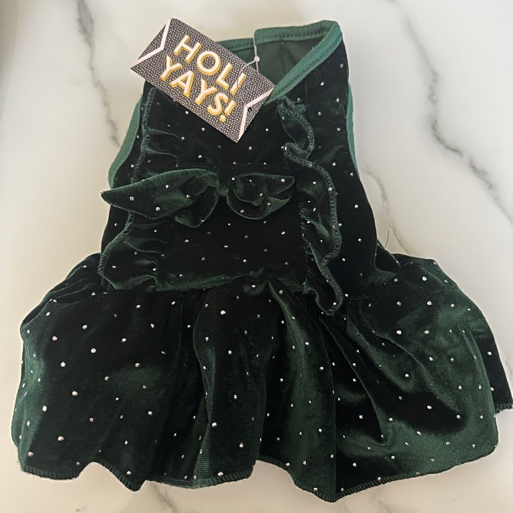 Glam Bow Dark Green Pet Dress